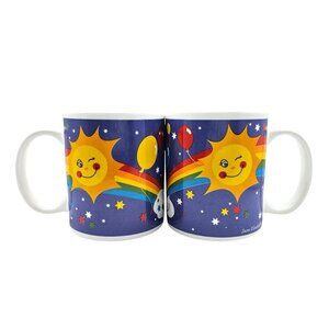 Whimsical Sun Rainbow & Balloon Mugs Set Of 2 Susan Elizabeth